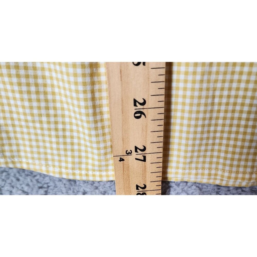 AriatTek Lightweight Long Roll Tab Sleeves Button Up Shirt Yellow Gingham Size L - Picture 7 of 13